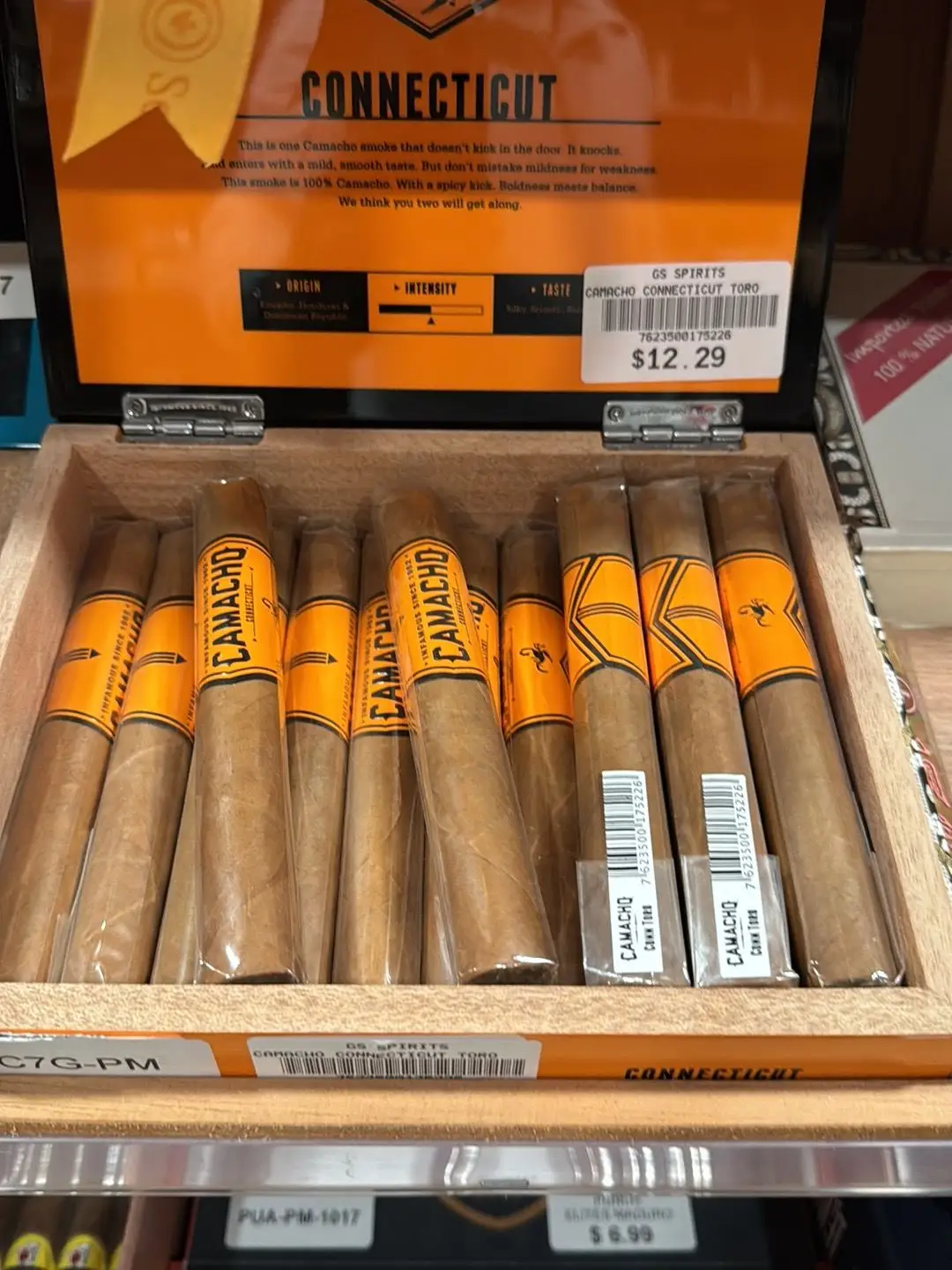 Camacho Connecticut cigars at GS Spirits cigar room in Eastlake Ohio