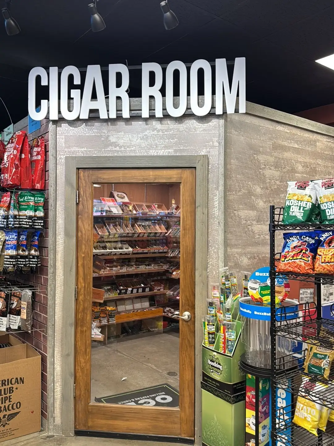 Cigar Room entrance at GS Spirits tobacco and liquor store in Eastlake Ohio