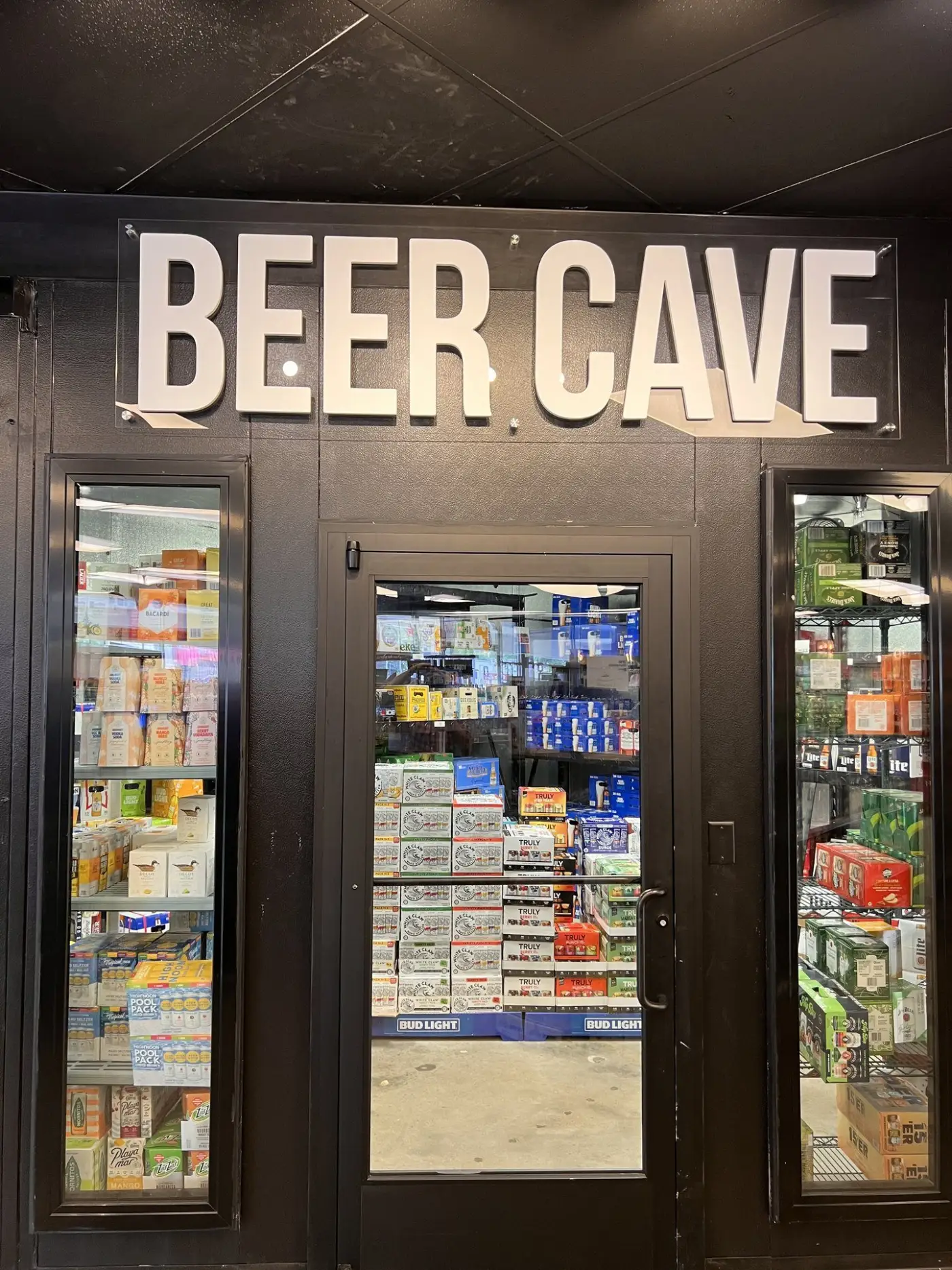 Beer Cave entrance at GS Spirits wine and liquor store in Eastlake Ohio