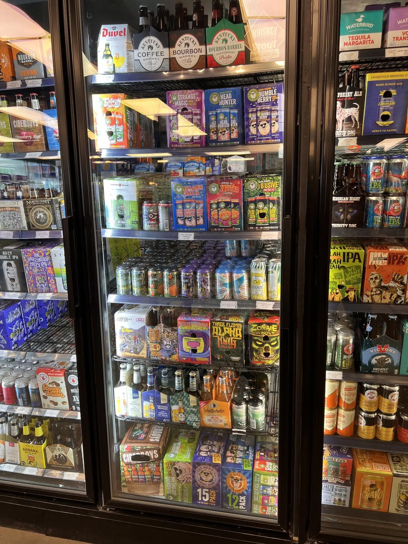 Craft beer cooler selection in Beer Cave at GS Spirits Eastlake Ohio