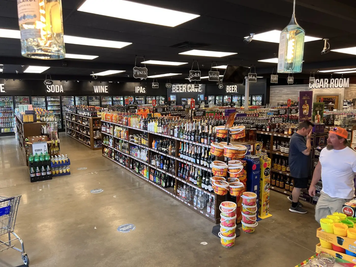GS Spirits interior showing spirits, wine, beer cave, and cigar room in Eastlake Ohio