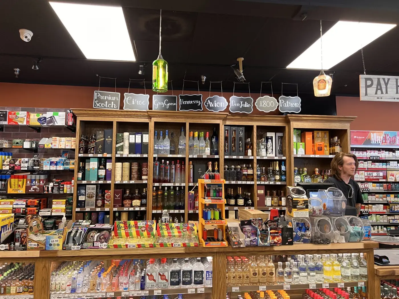 Premium spirits display with Grey Goose, Hennessy, and Ciroc at GS Spirits Eastlake Ohio