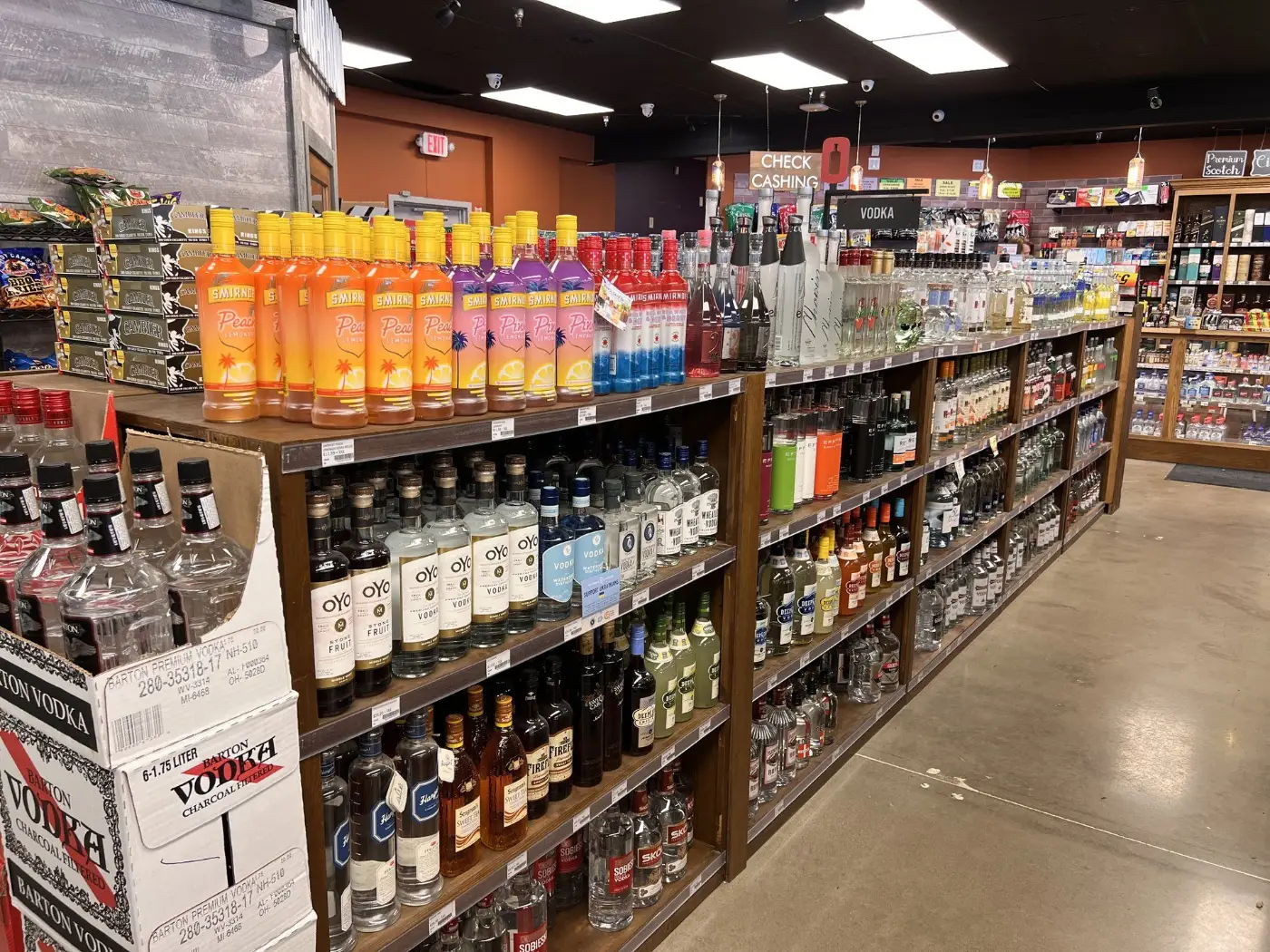 Flavored vodka selection at GS Spirits wine and liquor store in Eastlake Ohio